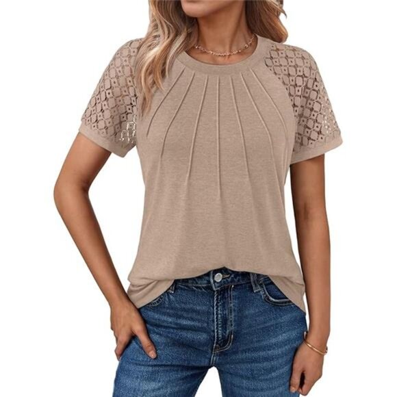 Womens Summer Tops Spring Shirts Trendy Vacation Outfits Short Sleeve - Picture 6 of 6